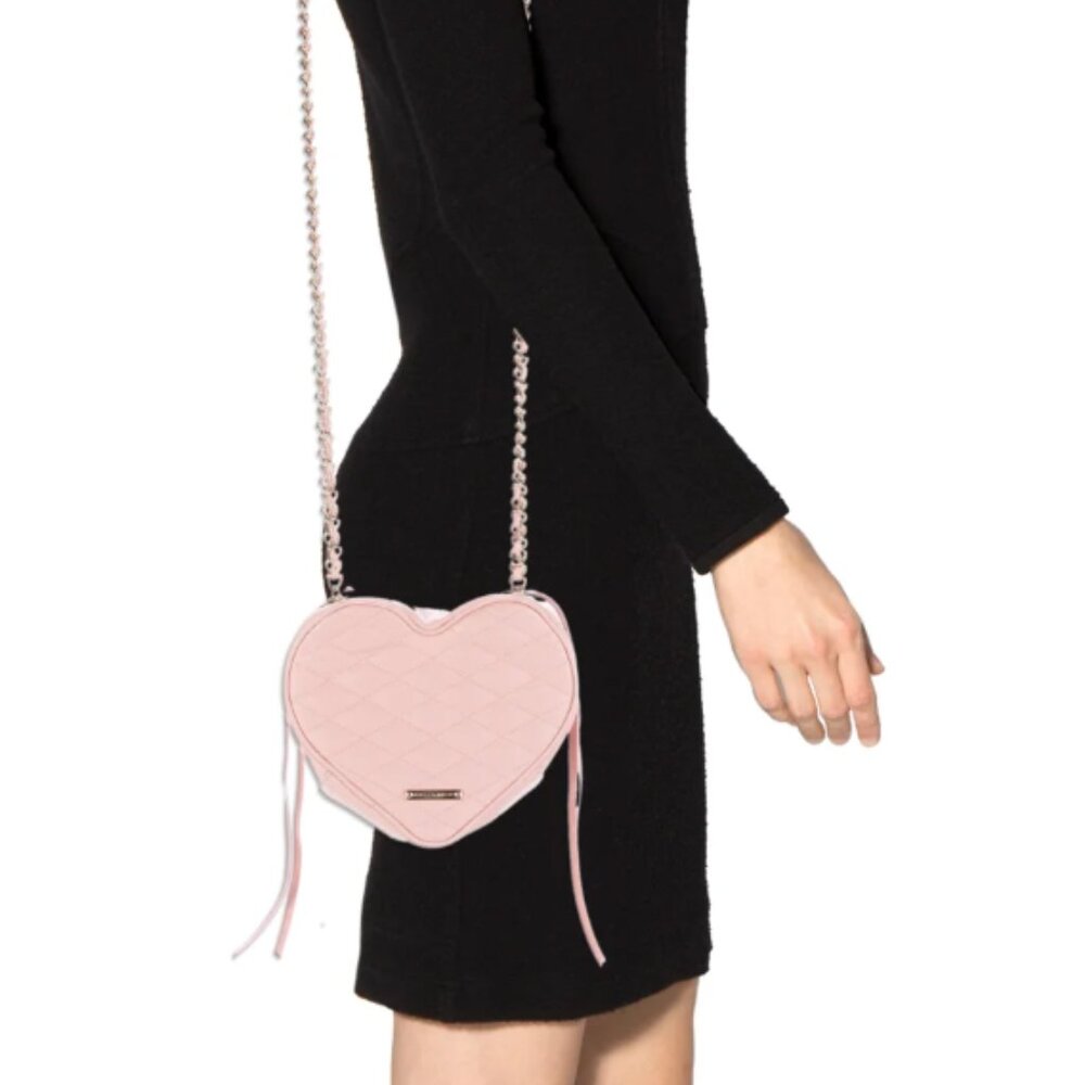 Rebecca Minkoff Pink Quilted Heart Crossbody Bag - Picture 2 of 9